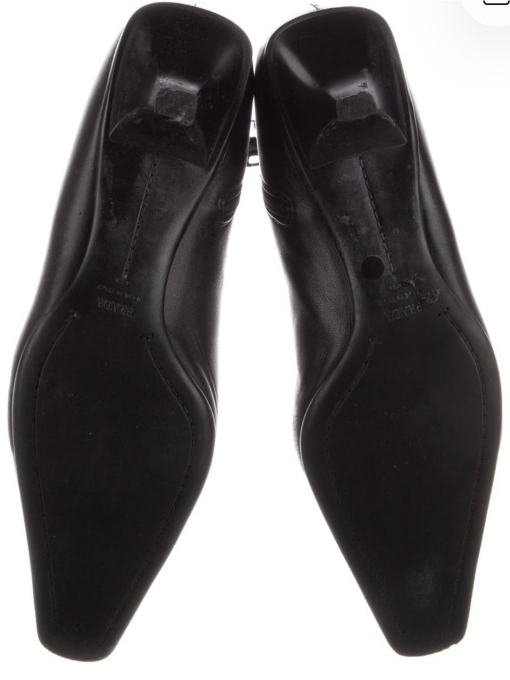 Prada Women's Black Leather Pointed-Toe Ankle Boots with Buckle - Picture 5 of 5